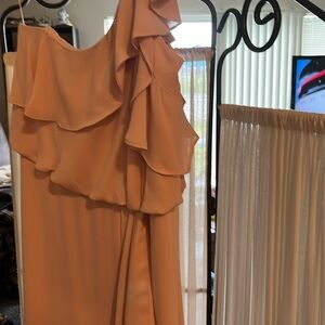 BCBGMaxAzria Pink Asymmetrical Ruffled One-Shoulder Dress